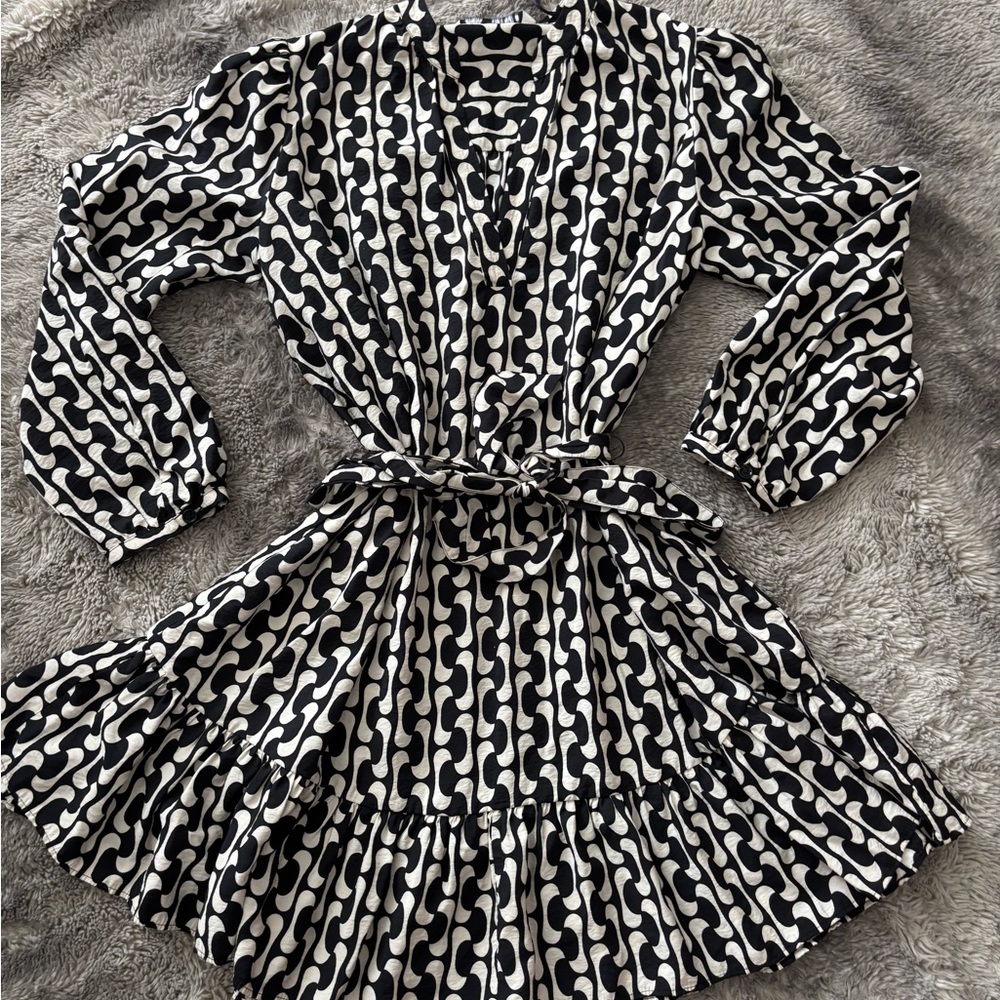 Zara Monochrome Long Sleeve Dress - Picture 7 of 7